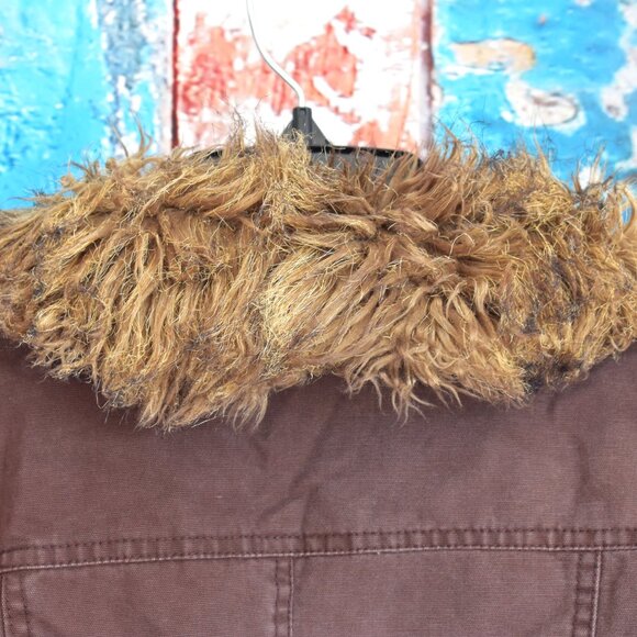 Women's BB Dakota Jacket with Snap On-Neck Faux Fur Liner SMALL Brown - Picture 11 of 15